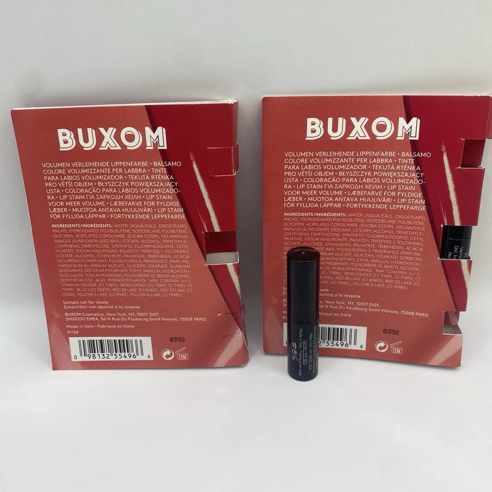 2x BUXOM Serial Kisser Plumping Lip Stain Mini Lipstick Pucker Up Dolly New